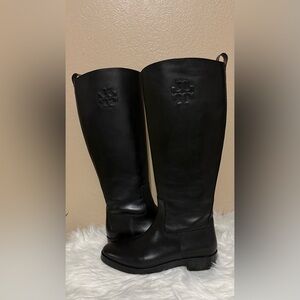 Tory Burch Black Over-the-Knee Leather Boots